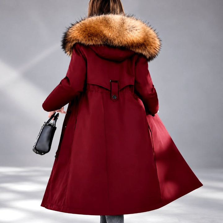 Gwyneth - Women's Long Fur-Lined Hooded Parka Coat 6