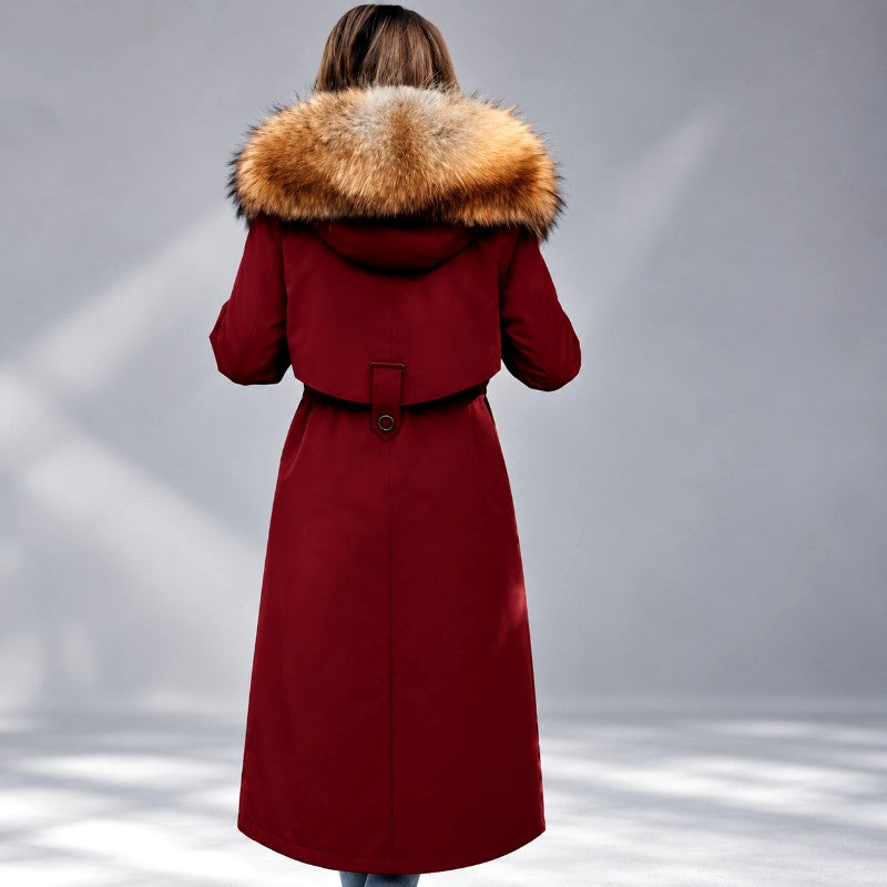 Gwyneth - Women's Long Fur-Lined Hooded Parka Coat 7