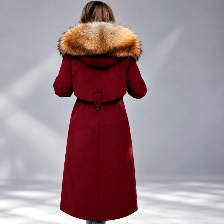 Gwyneth - Women's Long Fur-Lined Hooded Parka Coat 7