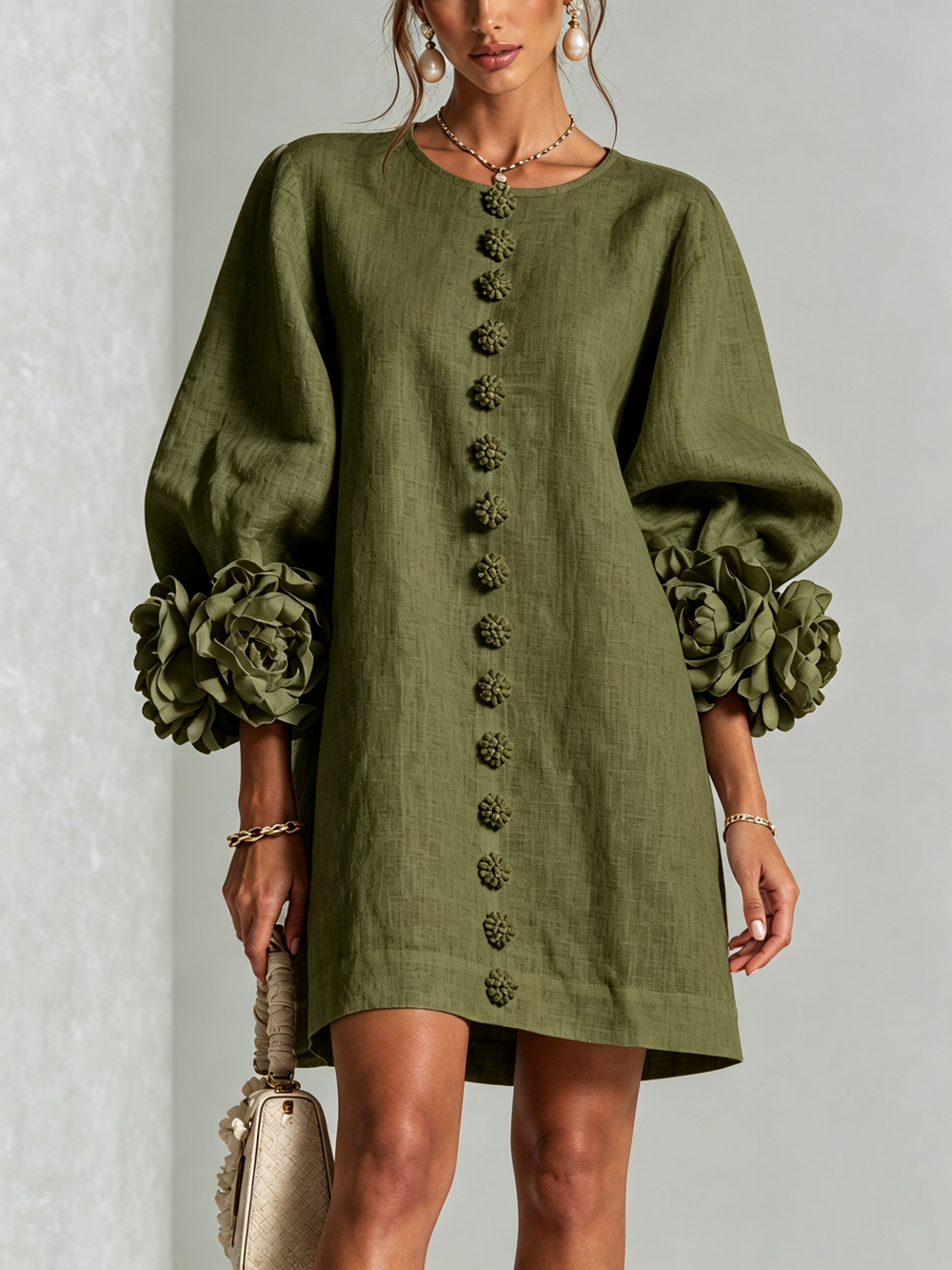 Hadley - Women's Floral Cuffed Balloon Sleeve Garden Party Dress