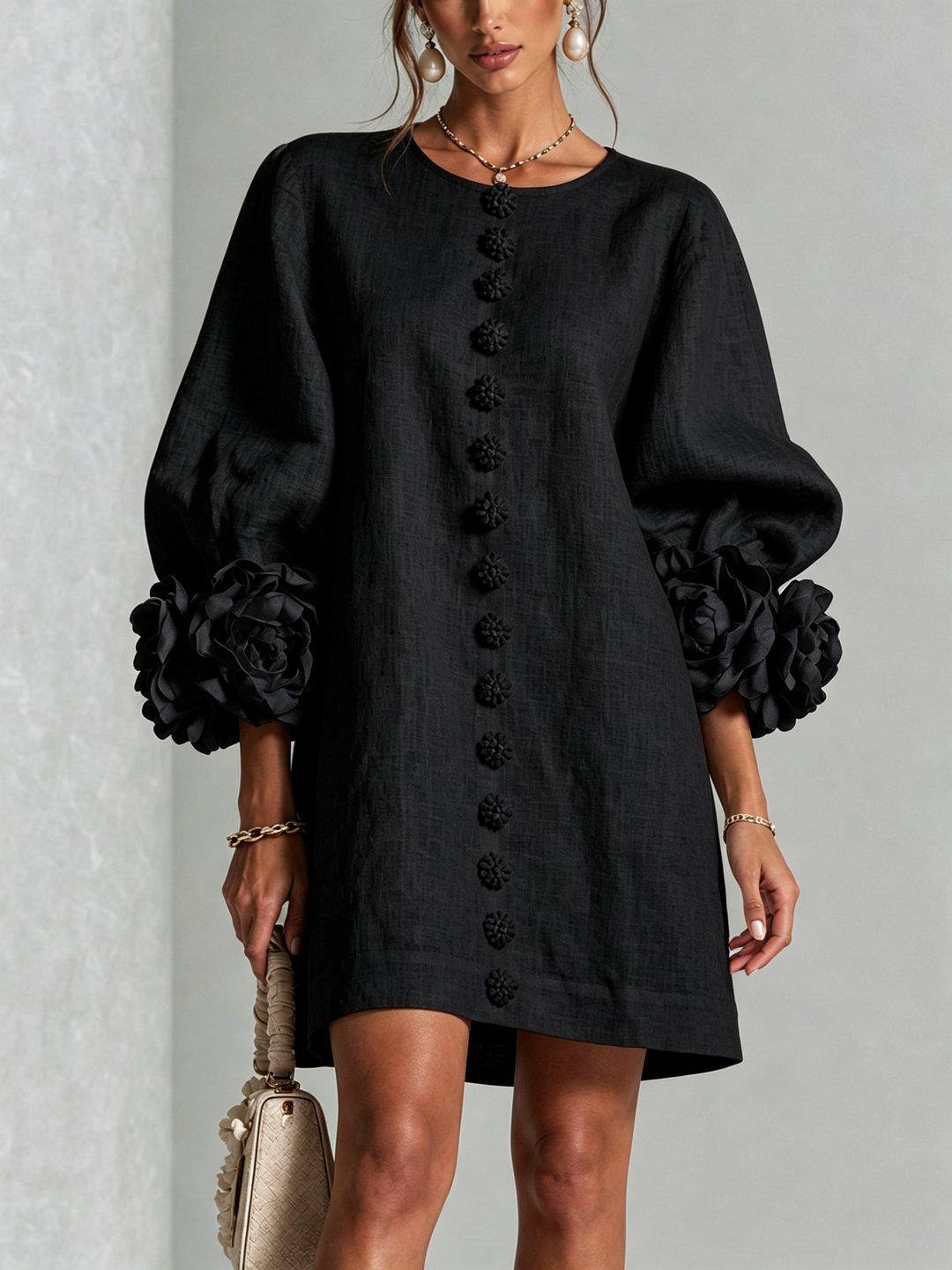 Hadley - Women's Floral Cuffed Balloon Sleeve Garden Party Dress