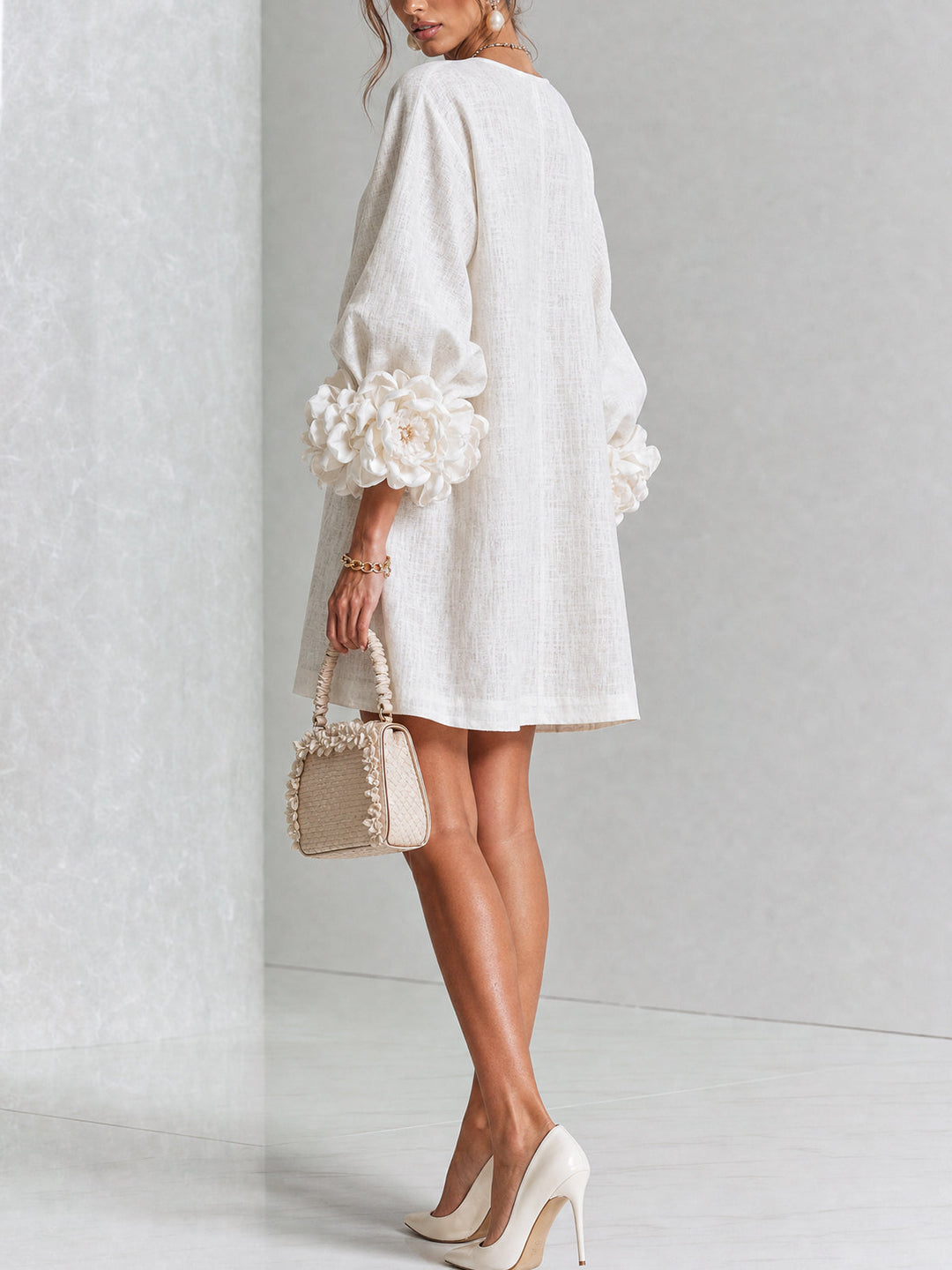 Hadley - Women's Floral Cuffed Balloon Sleeve Garden Party Dress