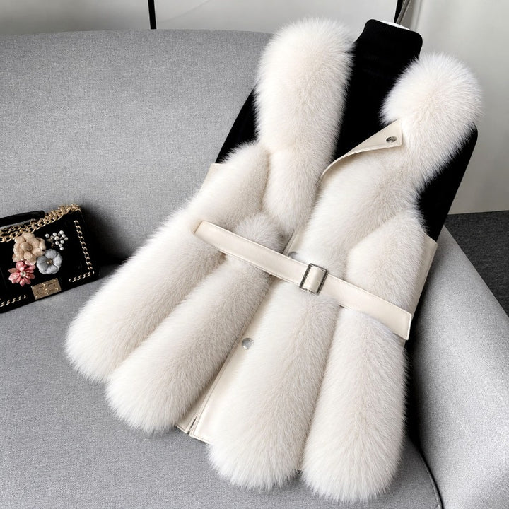Halle - Women’s Faux Fur Longline Belted Vest 4