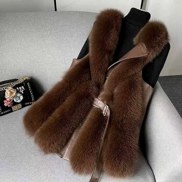 Halle - Women’s Faux Fur Longline Belted Vest 5