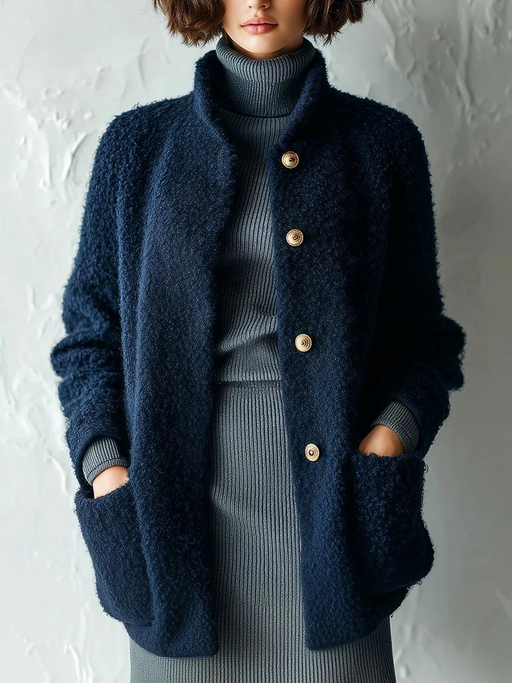 Hannah - Women's Faux Shearling Button-Front Cardigan 2