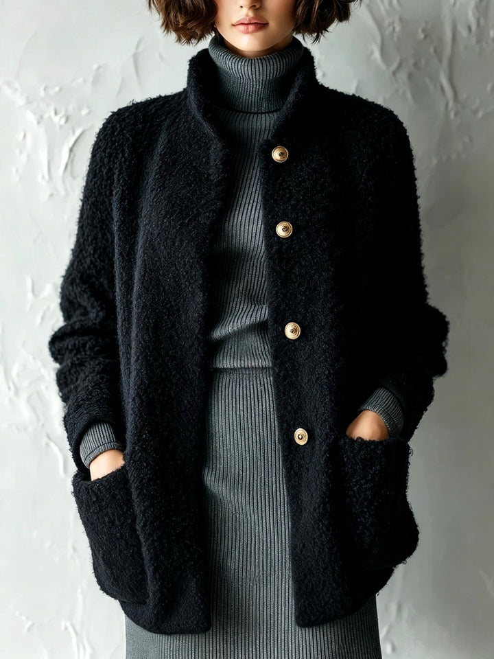 Hannah - Women's Faux Shearling Button-Front Cardigan 5