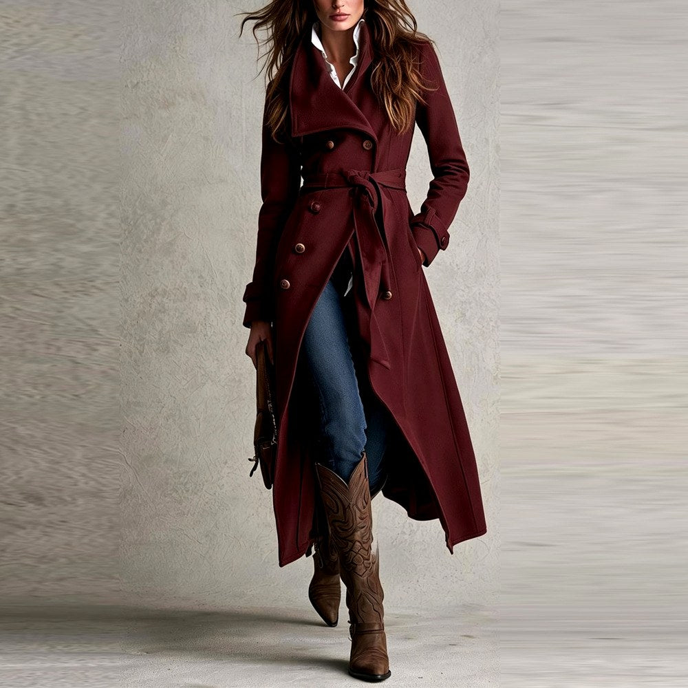 Harlene - Women’s Double-Breasted Belted Trench Coat 5