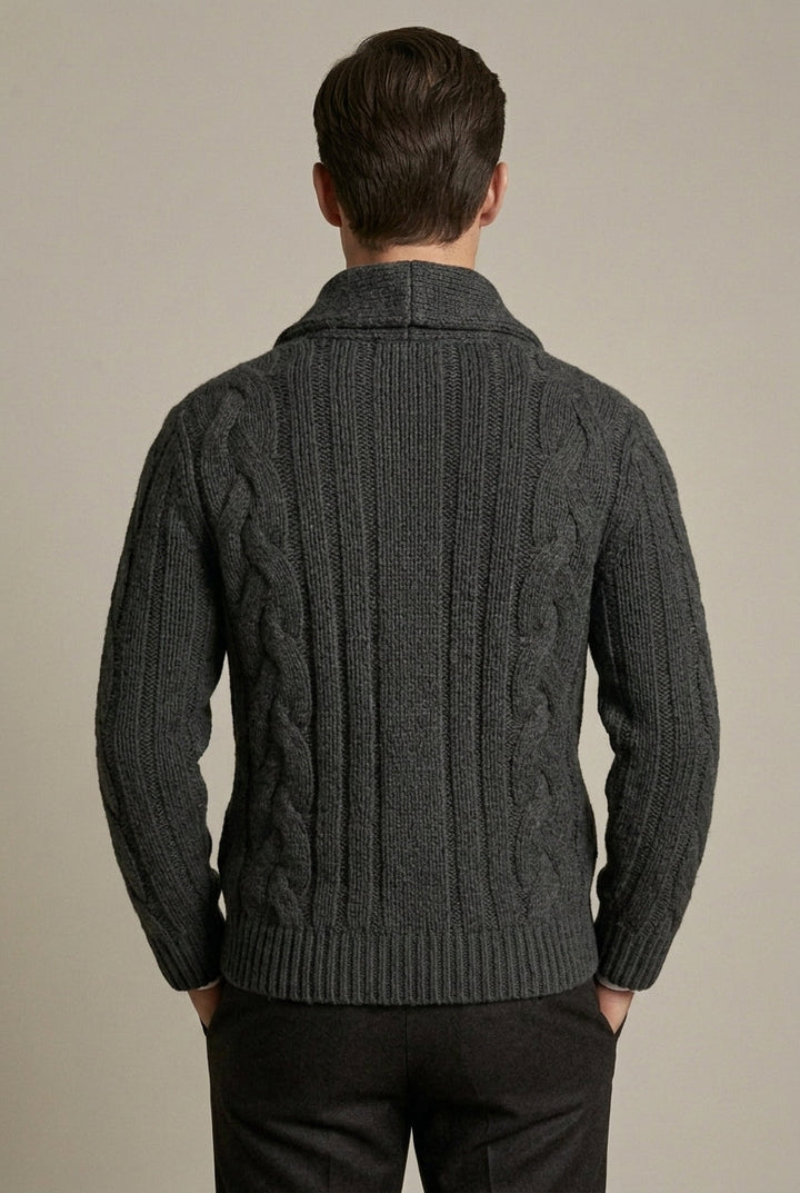 Harmon - Men's Shawl Collar Cable Knit Cardigan