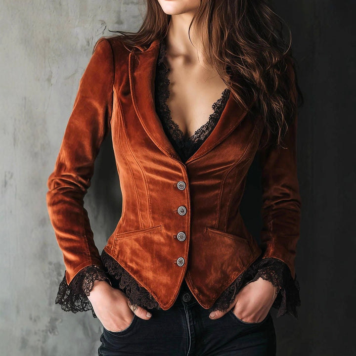 Hazel - Women's Velvet Fitted Evening Blazer Jacket 1