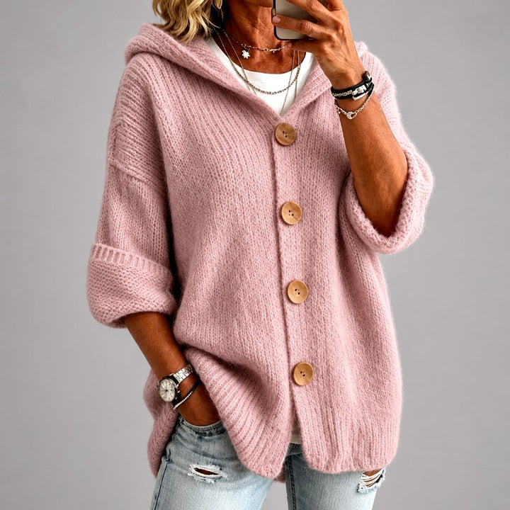 Heidi - Women's Oversized Hooded Button-Front Knit Cardigan 3