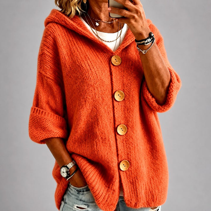 Heidi - Women's Oversized Hooded Button-Front Knit Cardigan 4