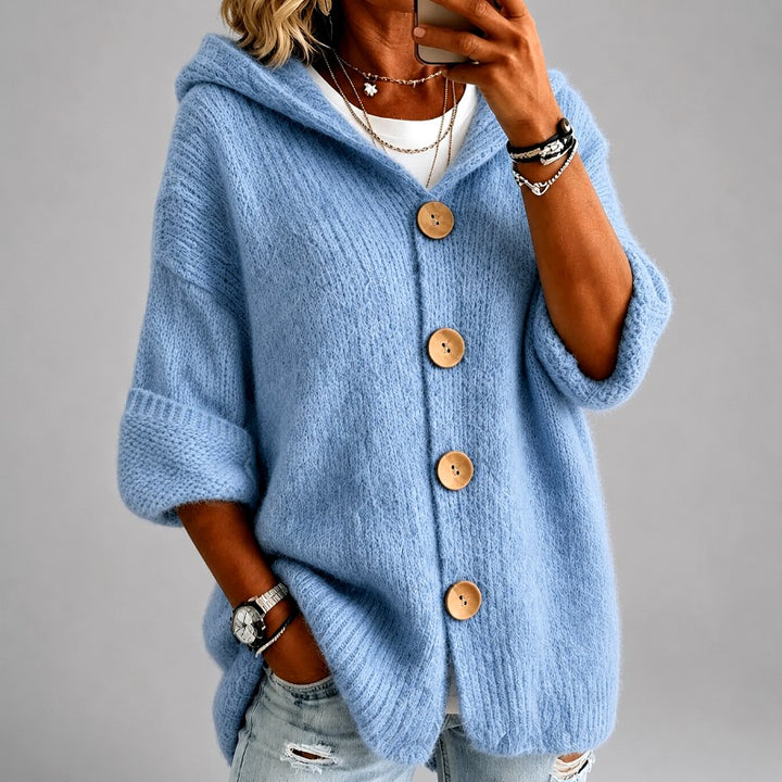 Heidi - Women's Oversized Hooded Button-Front Knit Cardigan 5