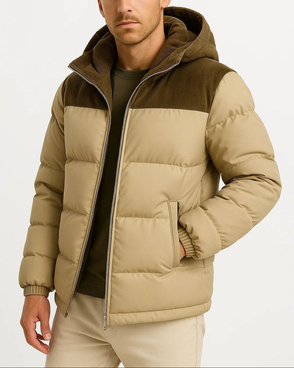 Henrik - Men’s Colorblock Hooded Winter Jacket