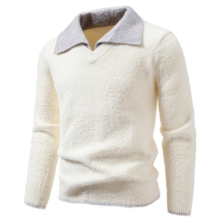 Henry - Men's Fuzzy Knit Polo Collar Sweater 2