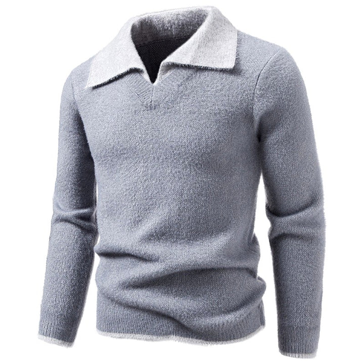 Henry - Men's Fuzzy Knit Polo Collar Sweater 3