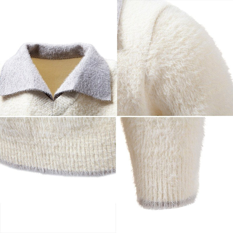 Henry - Men's Fuzzy Knit Polo Collar Sweater 8