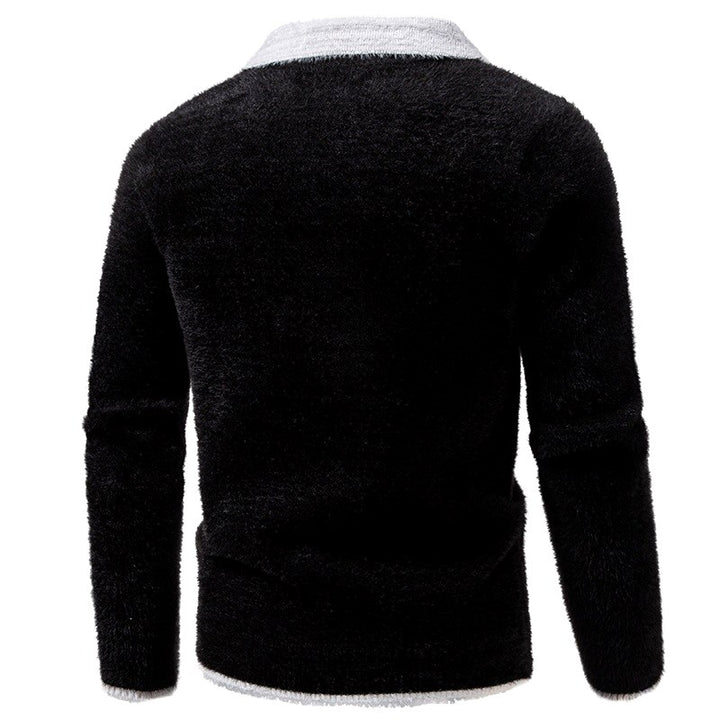 Henry - Men's Fuzzy Knit Polo Collar Sweater 9