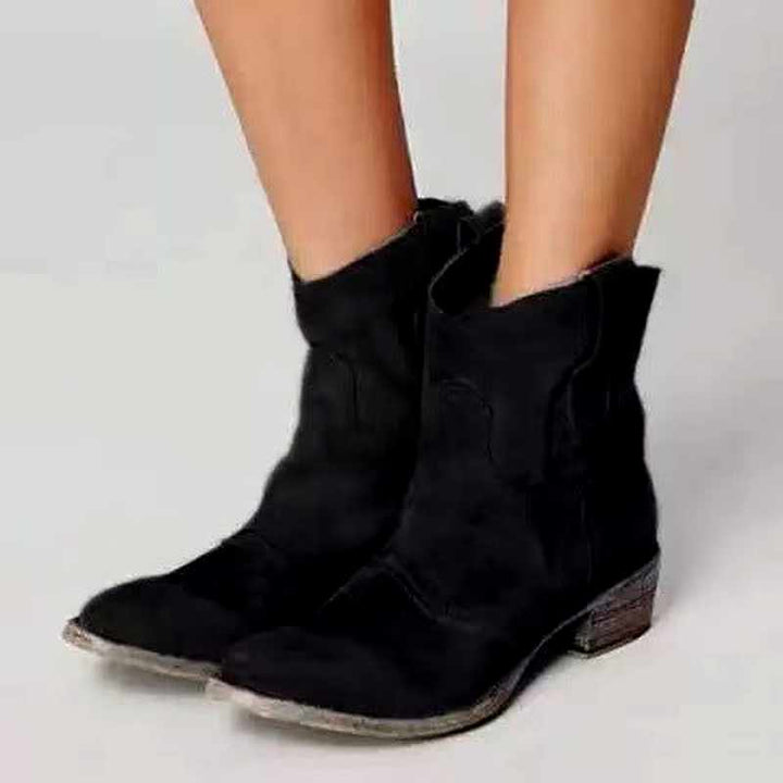 Hester - Women's Distressed Suede Block Heel Booties 4