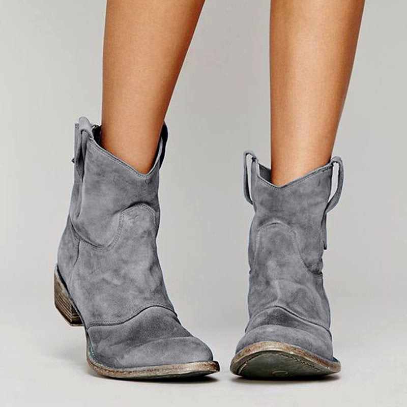 Hester - Women's Distressed Suede Block Heel Booties 5