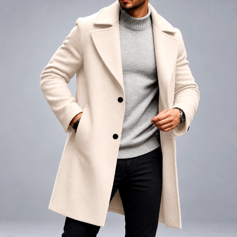 Ismael - Men's Single-Breasted Notched Lapel Overcoat 1
