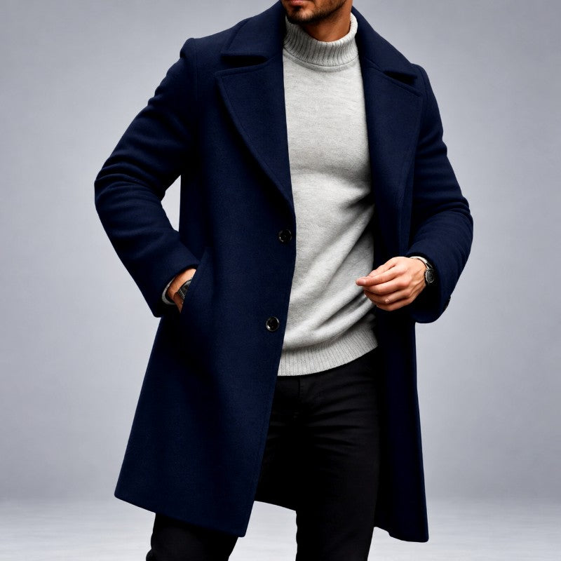 Ismael - Men's Single-Breasted Notched Lapel Overcoat 2