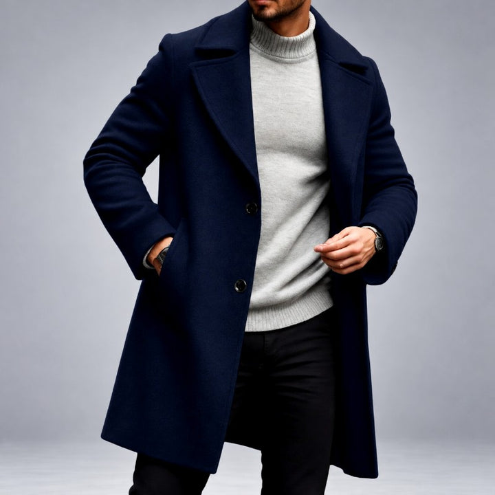 Ismael - Men's Single-Breasted Notched Lapel Overcoat 2