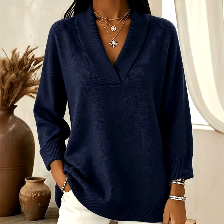 Ivory - Women's Shawl Collar Long Sleeve Loose Top 6