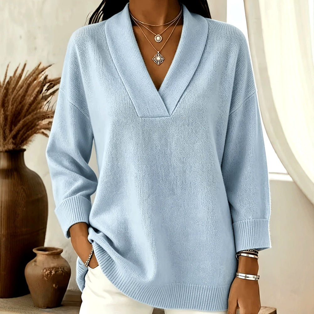 Ivory - Women's Shawl Collar Long Sleeve Loose Top 7
