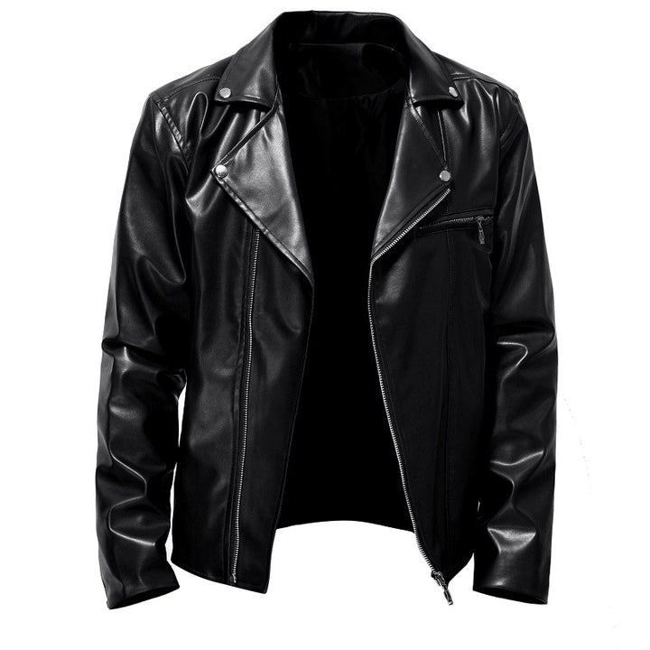 Jack - Men's Asymmetric Zip Leather Moto Jacket 2