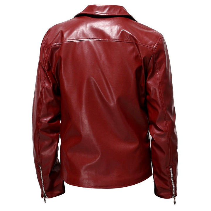 Jack - Men's Asymmetric Zip Leather Moto Jacket 4