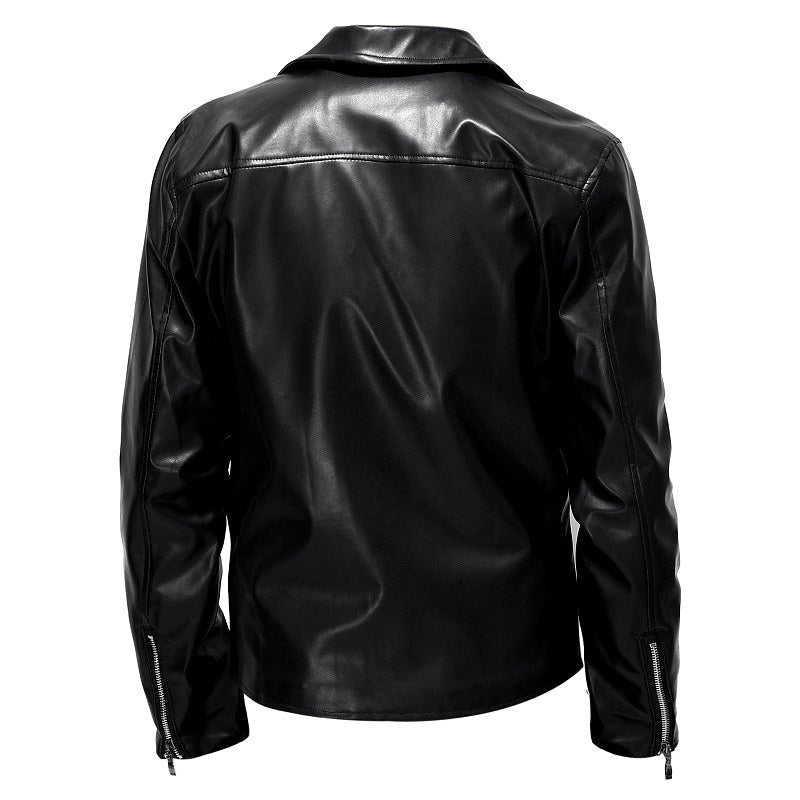 Jack - Men's Asymmetric Zip Leather Moto Jacket 5