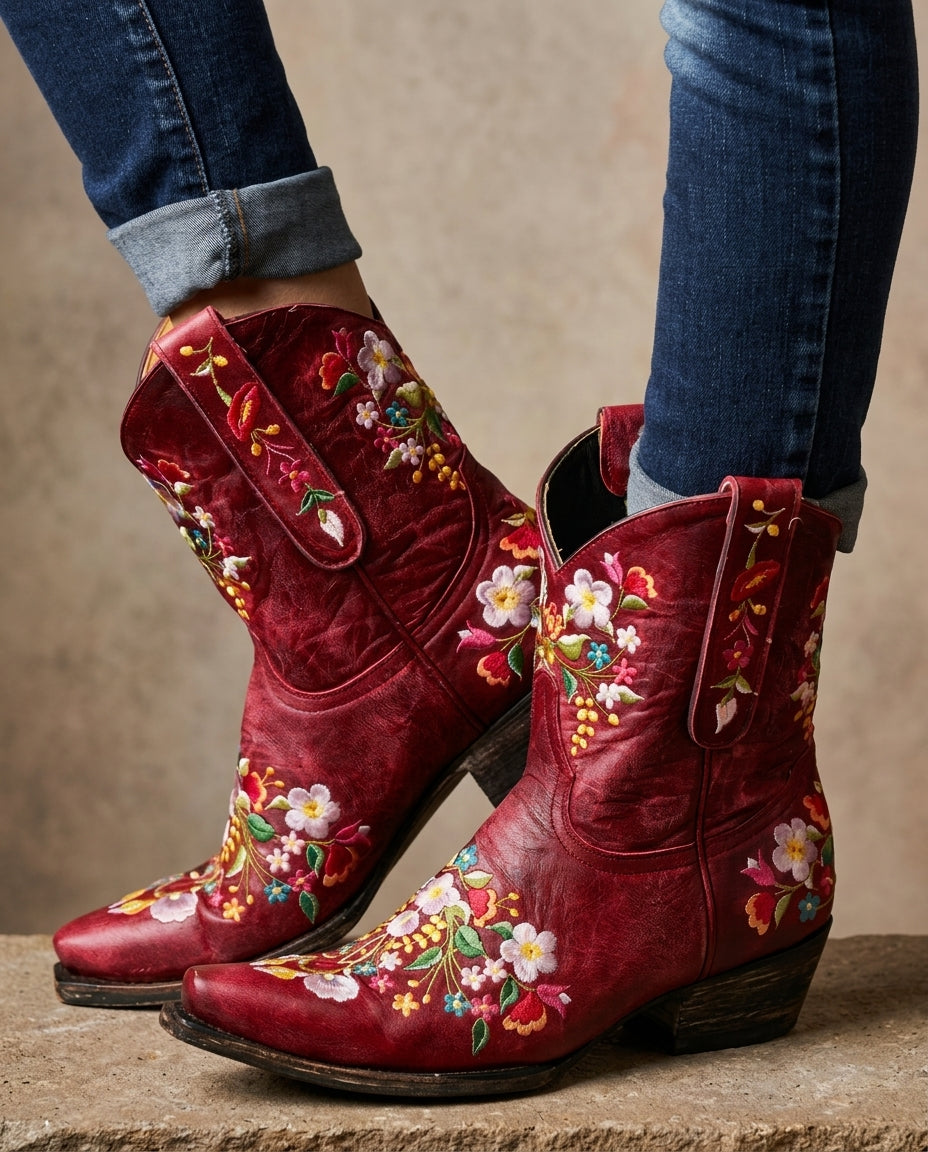 Jada - Women's Embroidered Suede Cowboy Boots