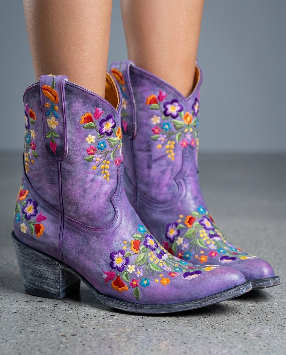 Jada - Women's Embroidered Suede Cowboy Boots