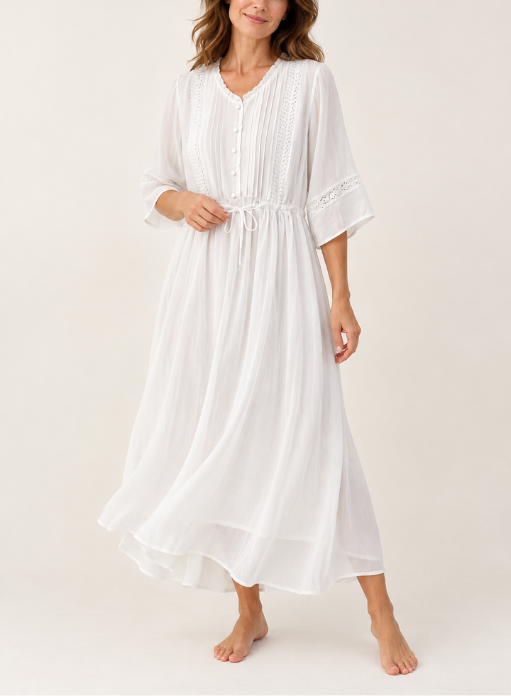 Jade - Women's Button-Front Pintuck Nightdress