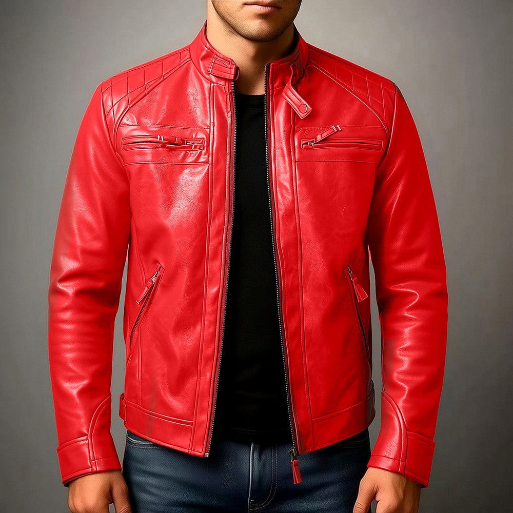 James - Men's Stand Collar Leather Jacket 3