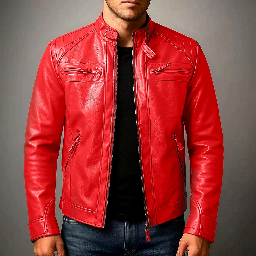 James - Men's Stand Collar Leather Jacket 3