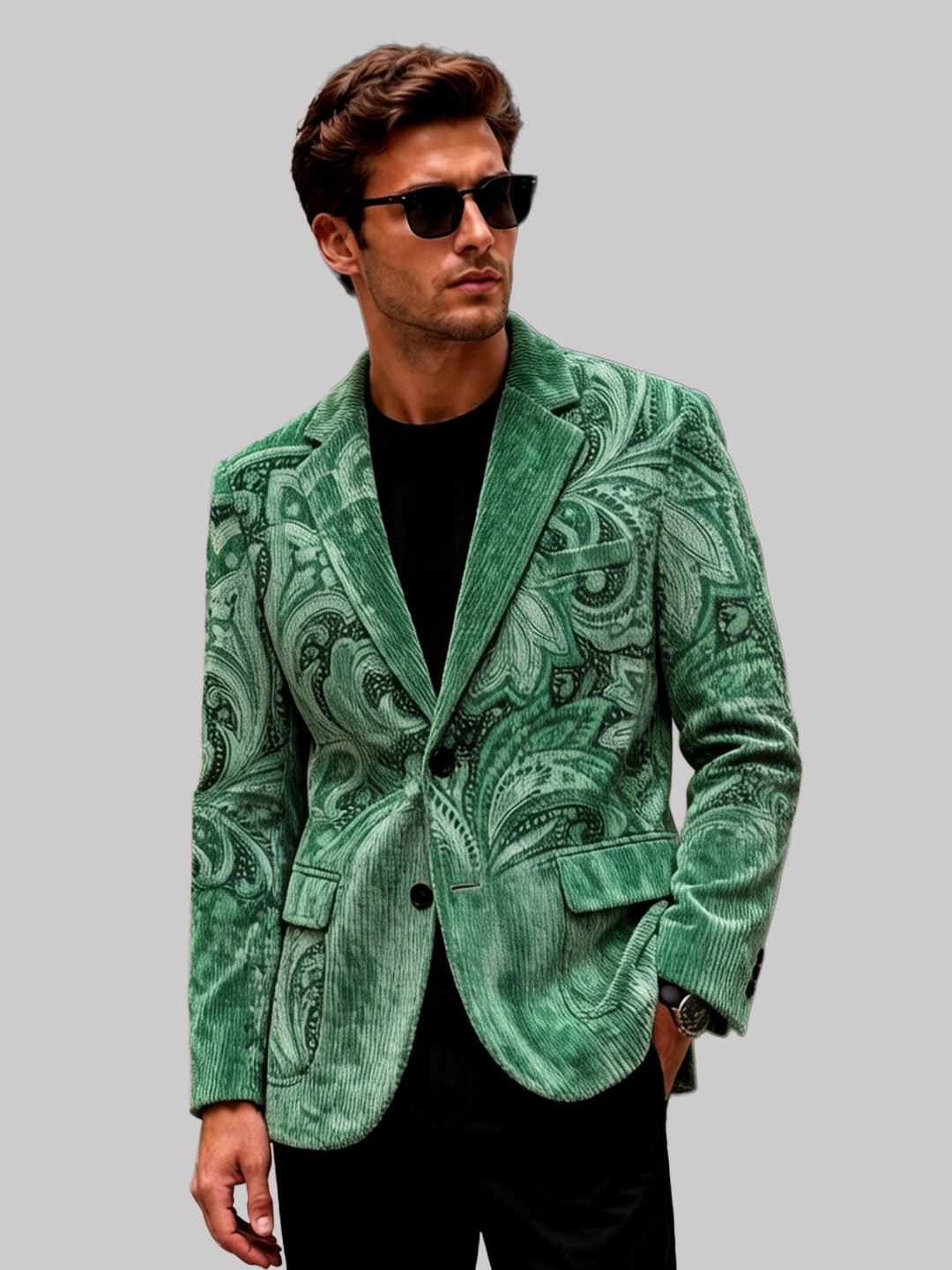 James - Men's Textured Patterned Notched Lapel Blazer