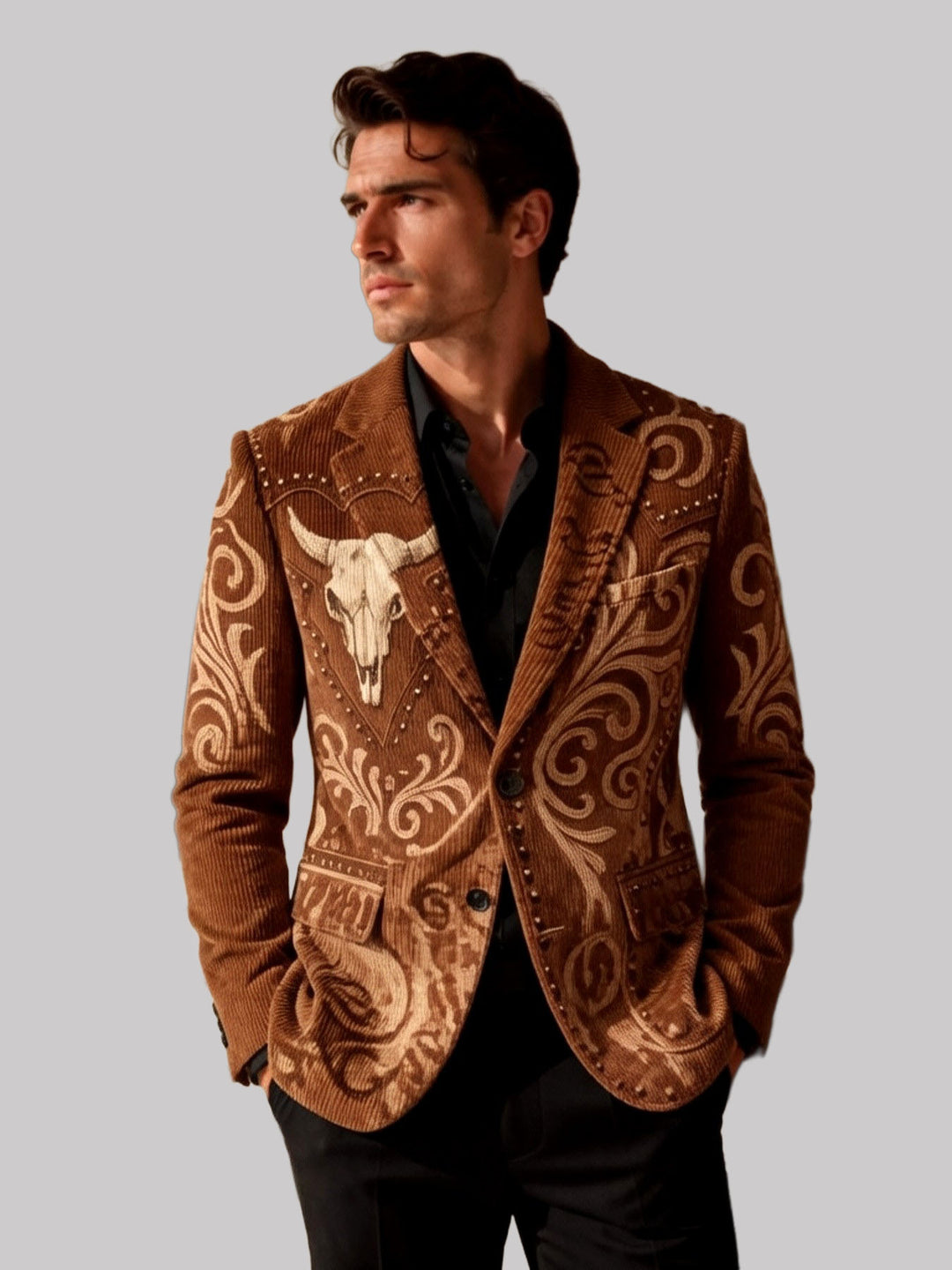 James - Men's Textured Patterned Notched Lapel Blazer