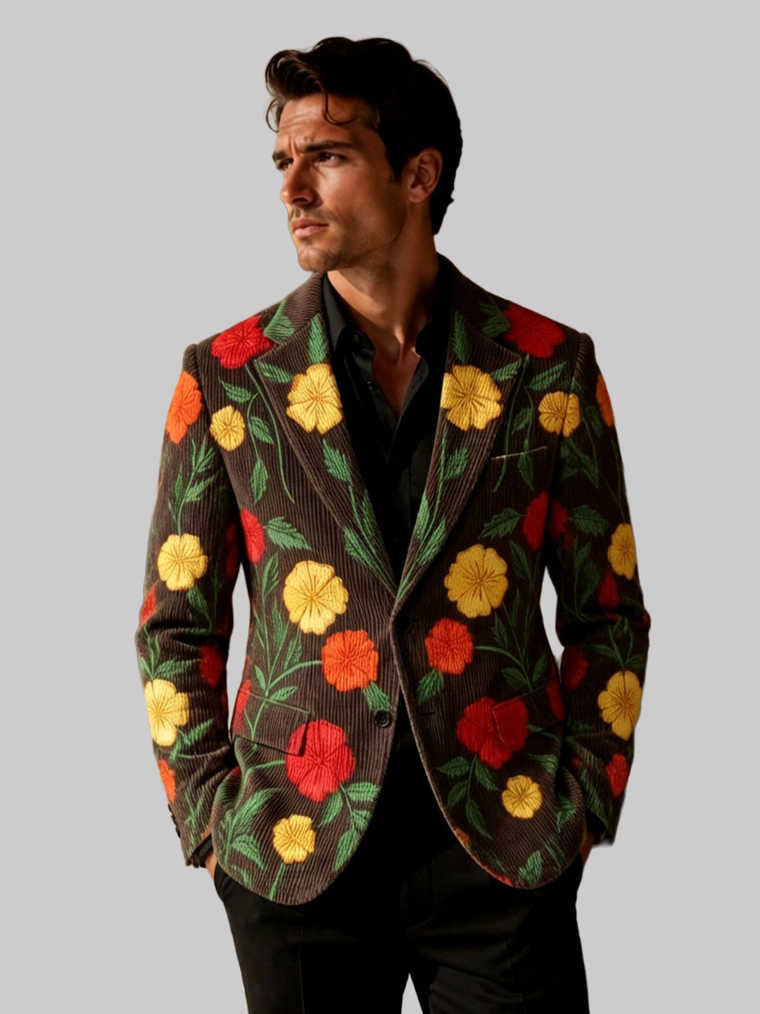 James - Men's Textured Patterned Notched Lapel Blazer