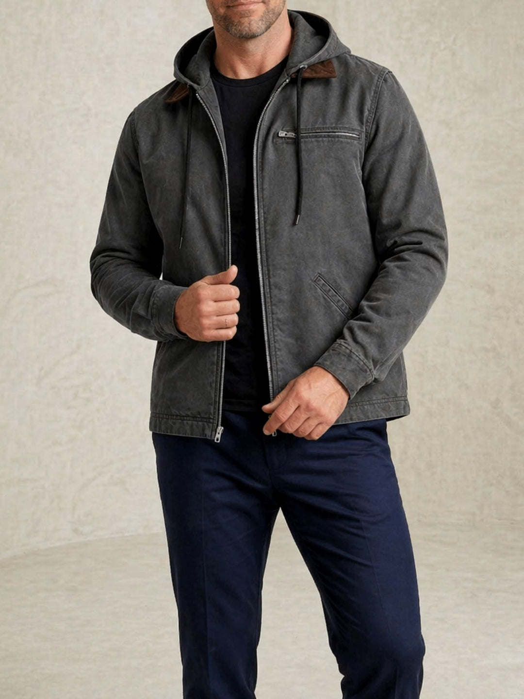 Jason - Men's Zip-Up Hooded Jacket with Fleece Lining 5
