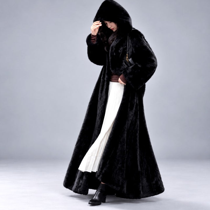 Jenny - Women's Hooded Long Coat with Flowing Hem 1
