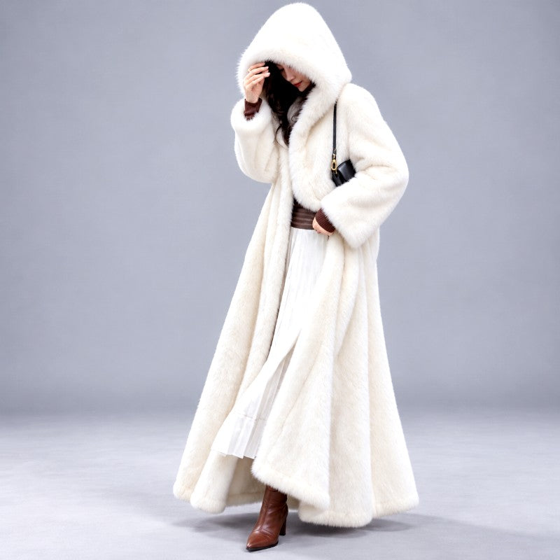 Jenny - Women's Hooded Long Coat with Flowing Hem 2
