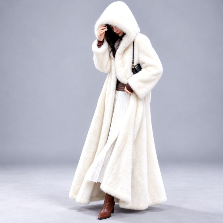 Jenny - Women's Hooded Long Coat with Flowing Hem 2