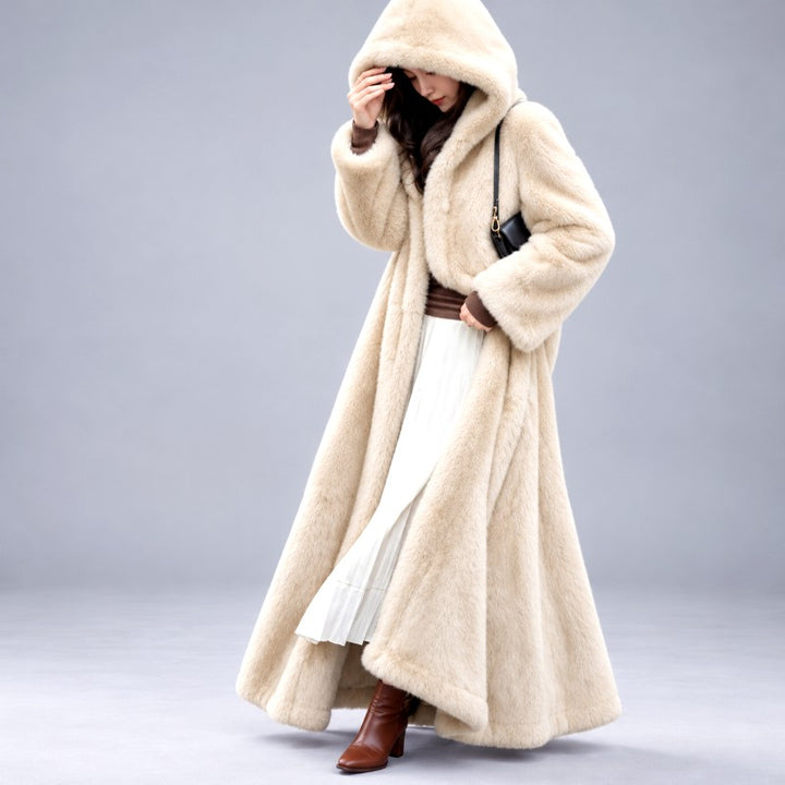 Jenny - Women's Hooded Long Coat with Flowing Hem 3