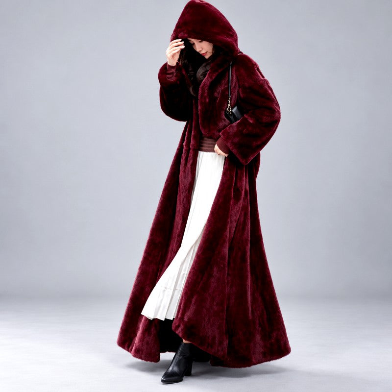 Jenny - Women's Hooded Long Coat with Flowing Hem 4