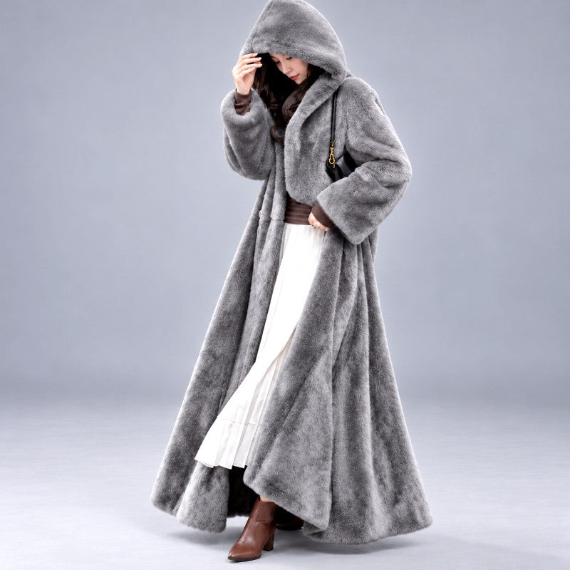 Jenny - Women's Hooded Long Coat with Flowing Hem 5