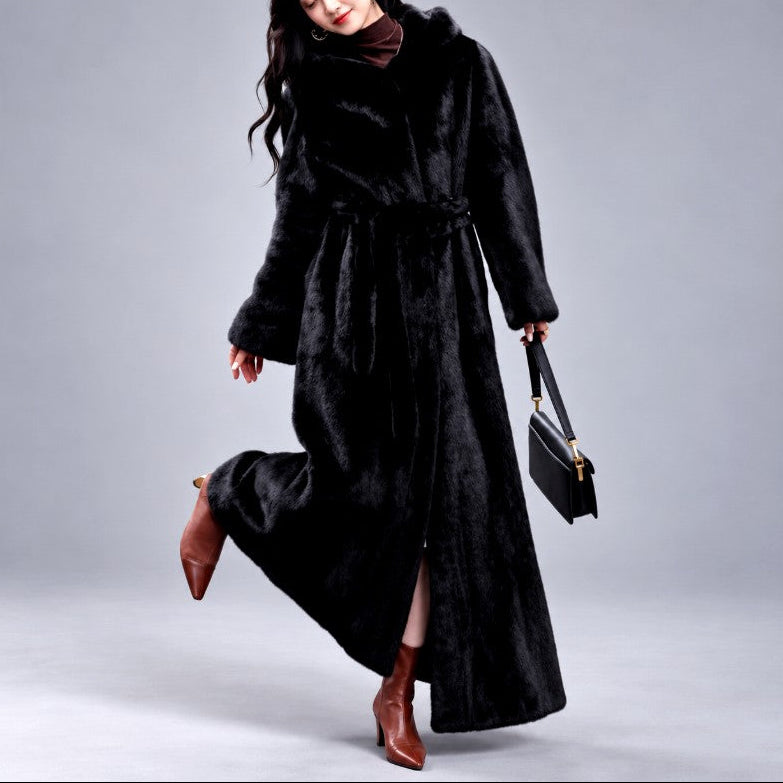 Jenny - Women's Hooded Long Coat with Flowing Hem 6