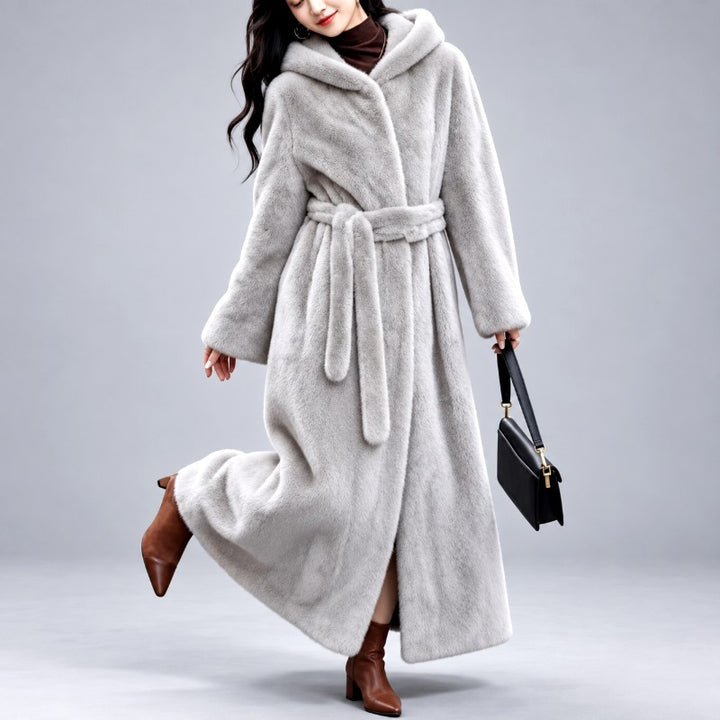Jenny - Women's Hooded Long Coat with Flowing Hem 7
