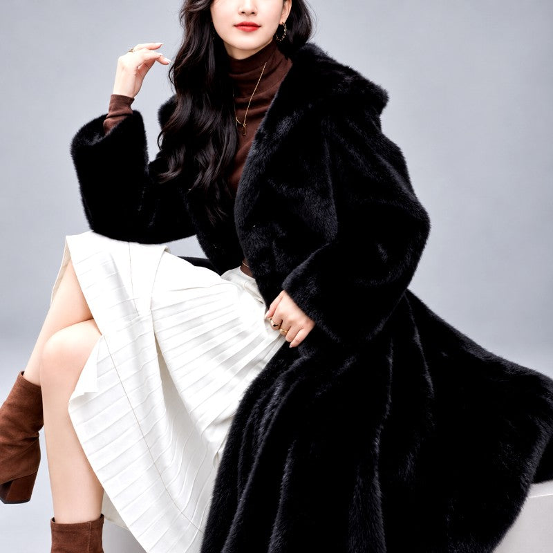 Jenny - Women's Hooded Long Coat with Flowing Hem 8