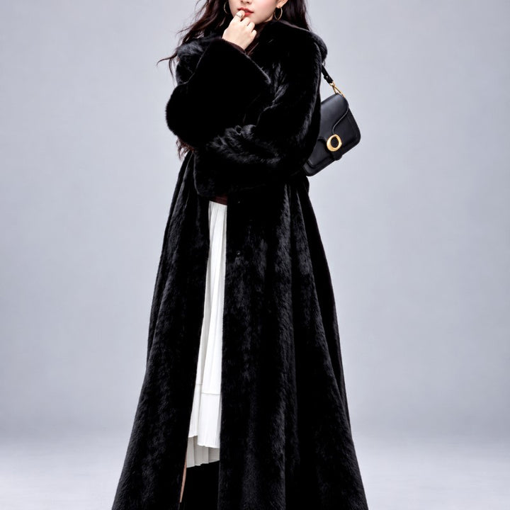 Jenny - Women's Hooded Long Coat with Flowing Hem 9